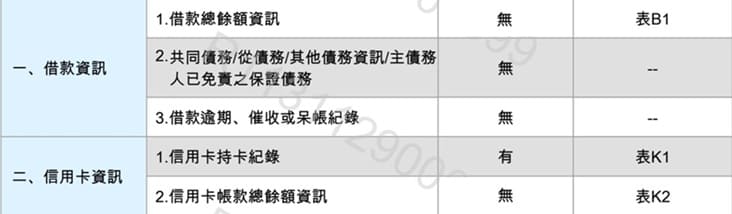 信用報告-貸款及信用卡資訊