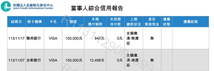 信用報告-24個月繳款紀錄