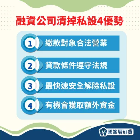融資公司清掉私設4優勢