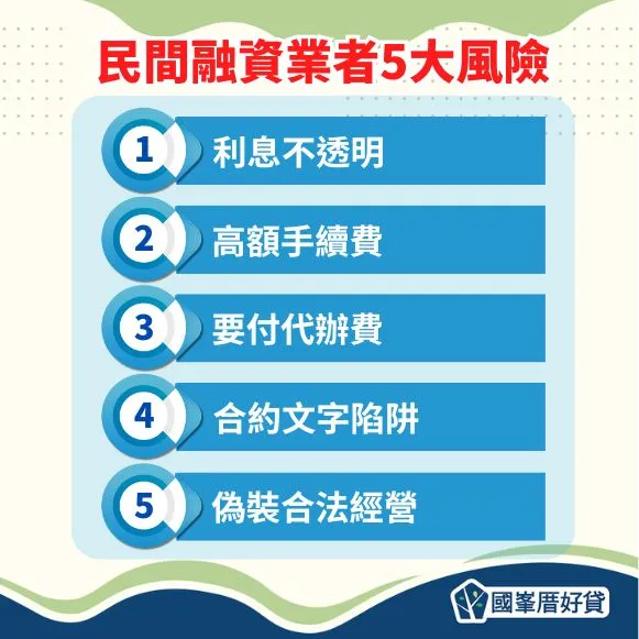 民間融資業者5大風險